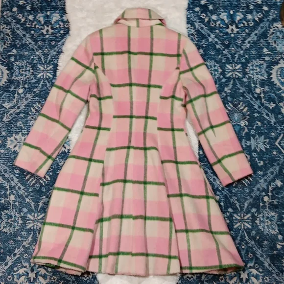 Hell bunny Millicent retro pink & green plaid peacoat womens sz small - Picture 12 of 15
